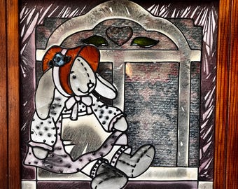 Open Windows Painted Stained-Glass Bunny Rabbit