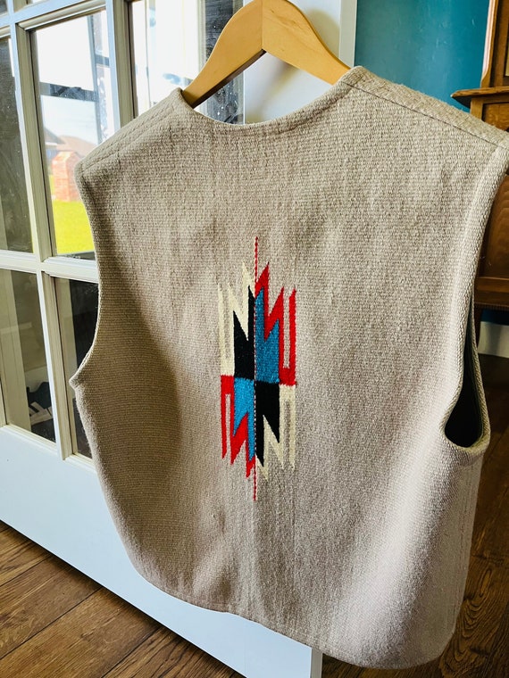 Vintage Ortega's 100% Wool Vest Hand Woven Chimayo