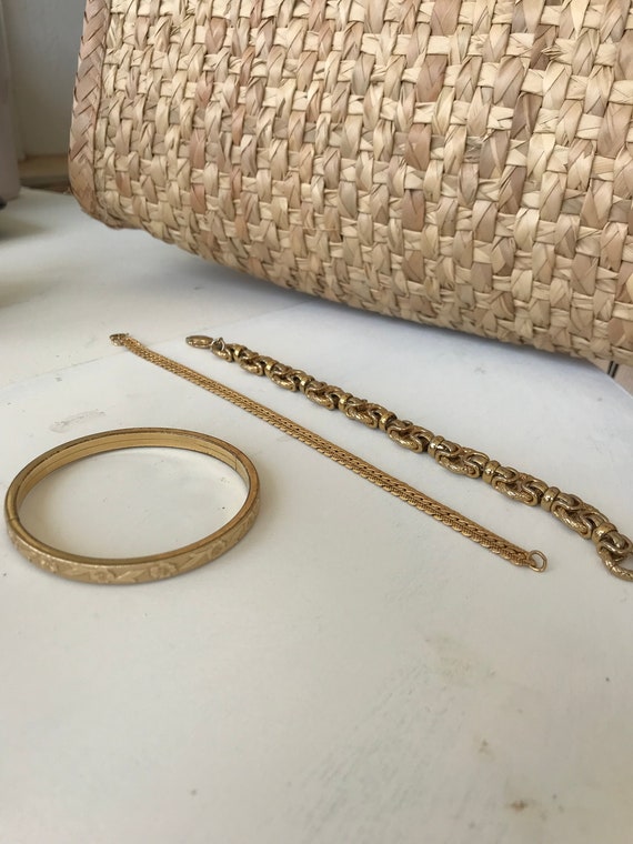 Vintage Gold Color Costume Jewelry Bracelets - image 2