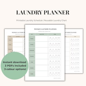 Weekly Laundry Planner for Busy Mums: A4 Printable (Digital Download)