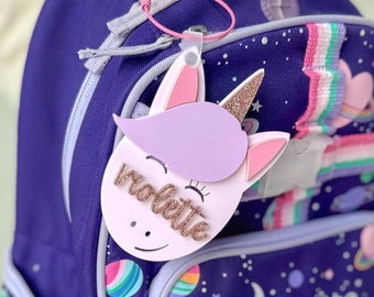 Personalized Unicorn Bag Tag | Unicorn Name Tag | Backpack Name Tag | Diaper Bag Name Tag