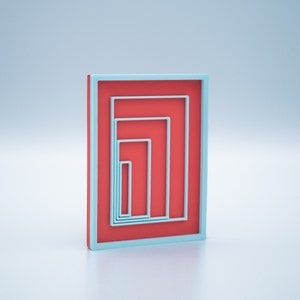 Rectangle Pattern Art 3D Magnet - Coral Pink + Light Blue - By Murphy Decor & Boutique