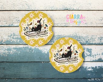 It’s a good day to read a book car coaster set. Bookish themed. Book themed car coaster
