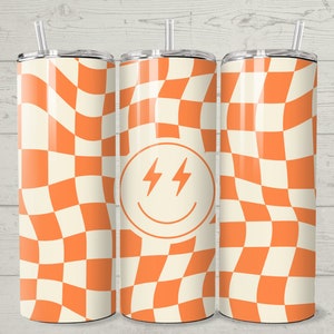 Wavy Checkered Smiley 20oz skinny Tumbler