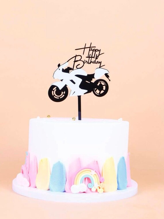 Gateau Danniversaire Topper Moto Theme Joyeux Anniversaire Etsy France