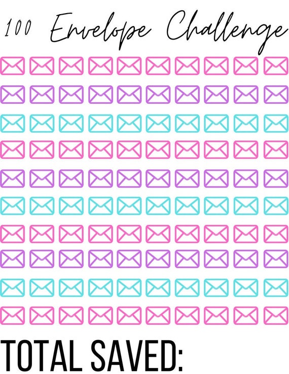 100 envelope challenge chart free printable 100 envelope challenge chart free printable
