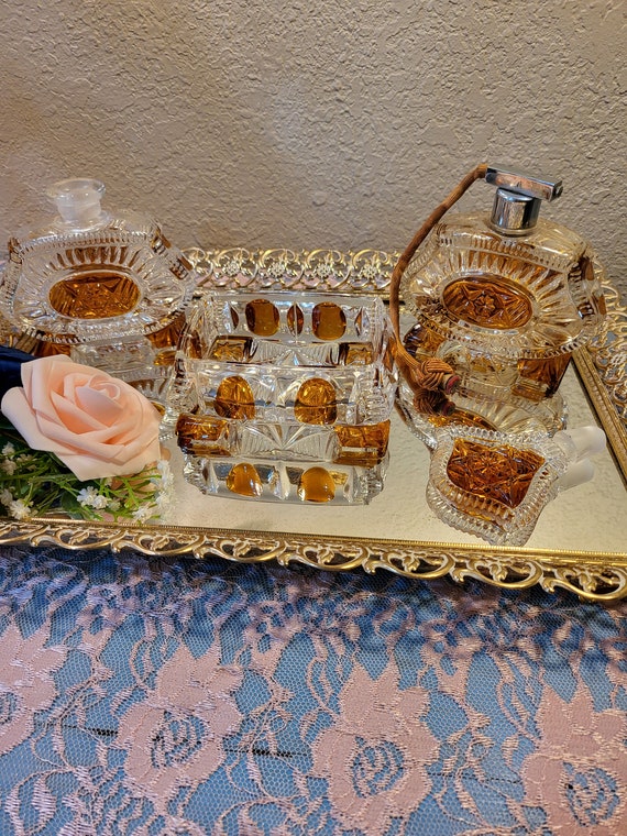 Art Deco Bohemia Karl Palda Crystal Vanity Set, 1… - image 3