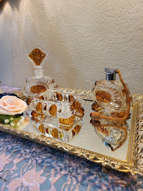 Art Deco Bohemia Karl Palda Crystal Vanity Set, 1… - image 6