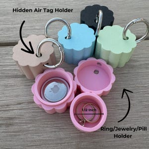 Boîte à bagues de voyage fleurie Airtag | Boîte à bagues porte-clés | porte-bijoux de voyage | Boîte à pilules de voyage