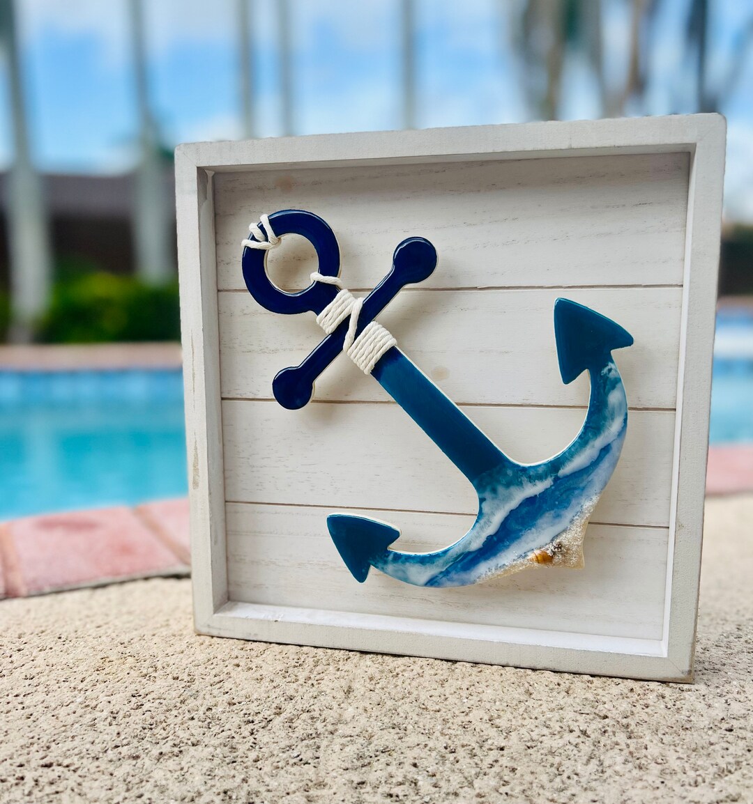 Photo inspiration: Picture Idea: Handmade Resin Anchor Wall Art Whitewashed Wood Beach Decor 10X10In