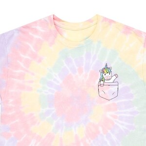 Tie Dye T Shirt, Spiral, Rainbow Tie Dye , Unicorn Pocket, Mens Shirt, Womens Shirt, Retro, Trippy, Hippie 60s 70s Aesthetic, Oversize