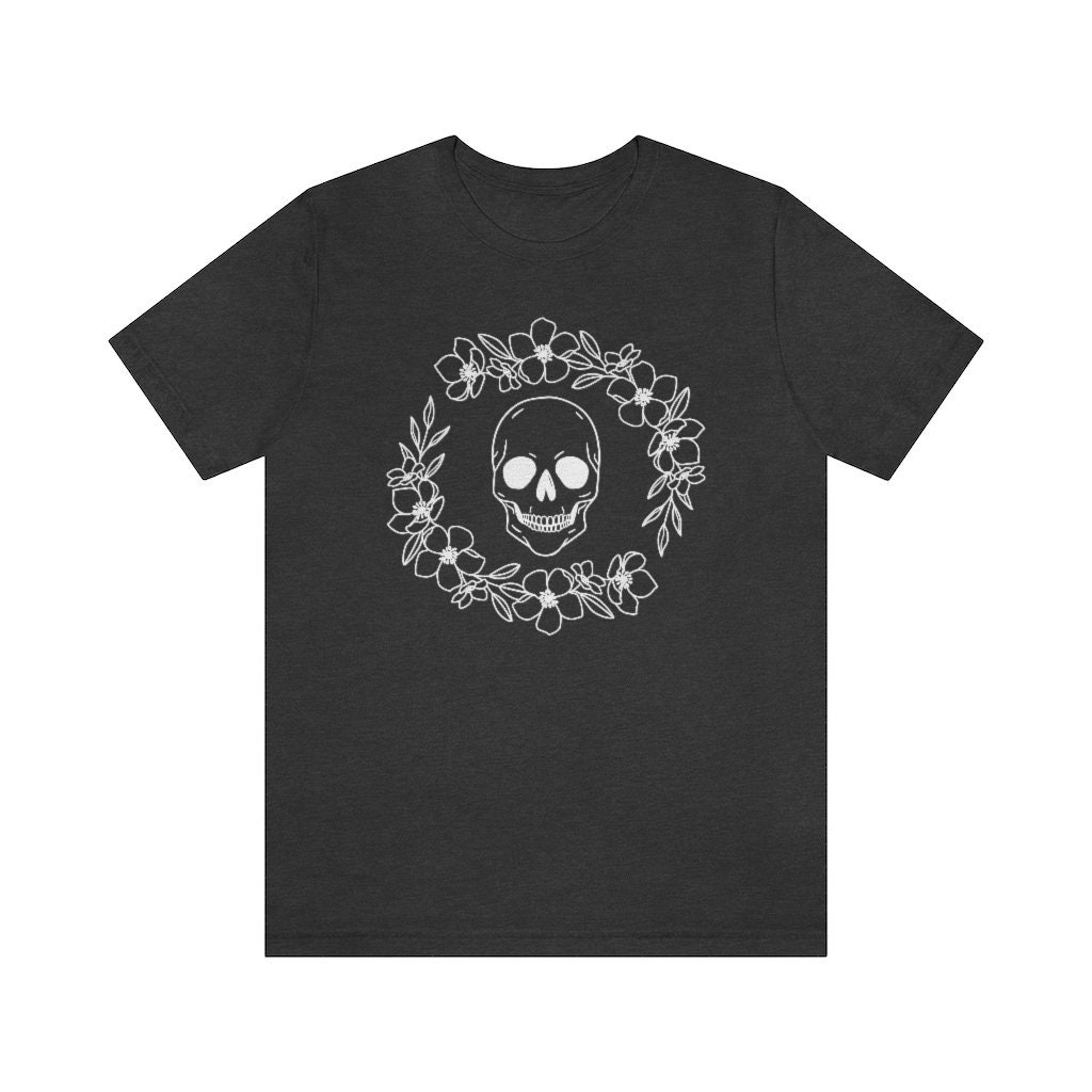 Discover Flower Skull Shirt, Halloween Tee, Boho Skull, Women's T-Shirt, Unisex Shirt, Bloom Skull, Floral Gothic Vibes, Witchy Aesthetic