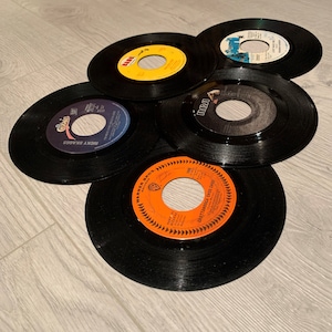 Vintage 7&quot; Vinyl Records - 45s RPM - Wall Decor - Art Deco - Retro