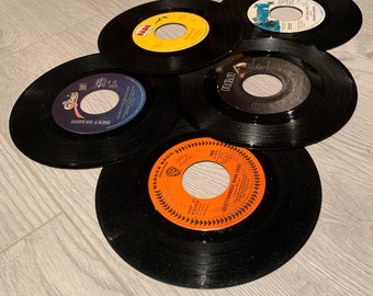 Discos de vinilo vintage de 7" - 45 rpm - Decoración de pared - Art Déco - Retro