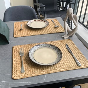 Rotan rechthoekige placemat | Rieten dinermat | Rotan tafelmat | Rieten warmtemat