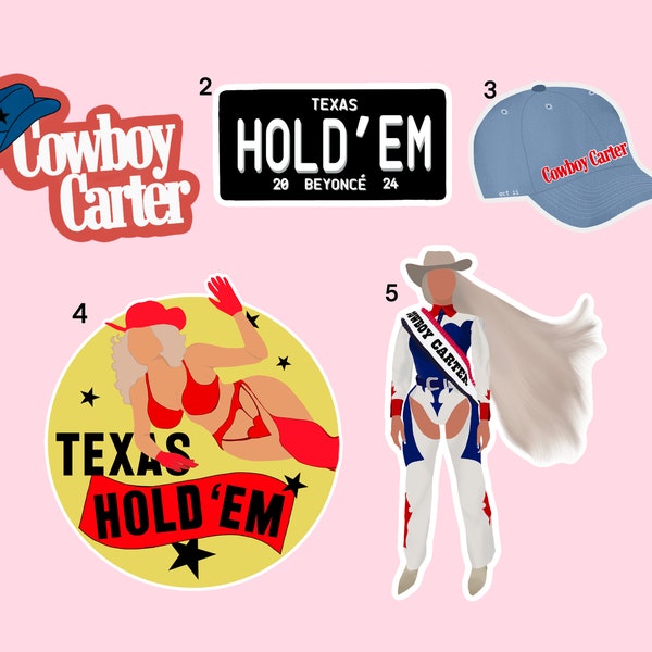 Cowboy Carter Sticker Pack | | TEXAS HOLD 'EM Stickers |Beyonce Sticker Pack | Beyhive Stickers | Vinyl Stickers | Water Bottle Stickers |