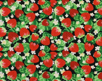 Strawberry Cotton Fabric, 43Inch x 1/2 Yard