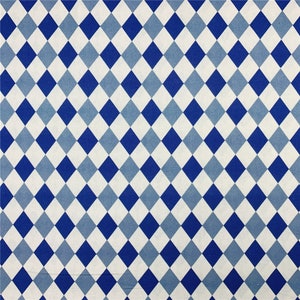May include: A seamless pattern of blue and white diamonds. The diamonds are arranged in a repeating pattern, creating a checkered effect.