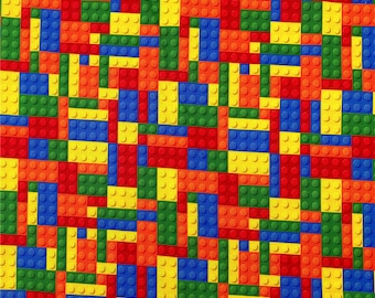 Backstein Bausteine Digitaler Baumwollstoff, Konstruktionsspielzeug 100cm x 100cm