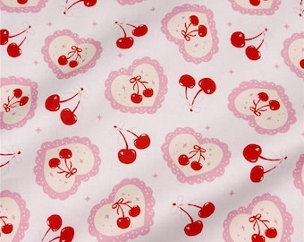 Cotton Fabric With Cherries  Heart Cherry Cotton Fabric By Half Yard Digital printing Fabrics Sewing Cotton Fabric for Kids