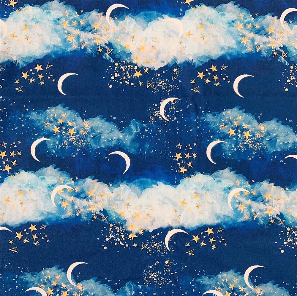 Moon Fabric, Cloud Fabric,100% Cotton Fabric,Stars Fabric By Half Yrad 43Inch x 1/2 Yard