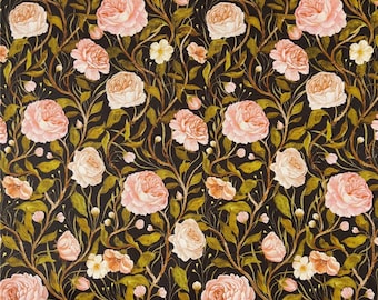 vintage rose Watercolor Flowers Botanical Print Quilting  Sewing Cotton Fabric Shirt quilting, DIY sewing