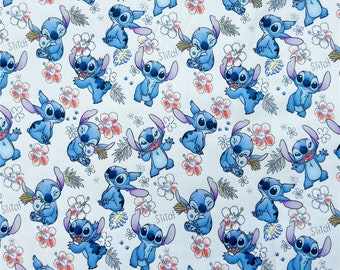 Disney fabric Lilo Stich Fabric Cotton Fabric Cartoon Fabric Animation Fabric By the Half Yard