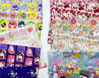 Cartoon fabric Cute Fabric Cotton Fabric Flower Cartoon Fabric Floral Fabric By the Half Yard