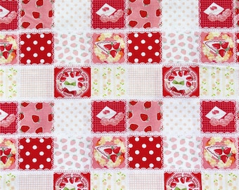 Strawberry Digital Cotton Fabric, 43Inch x 1/2 Yard
