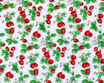 Strawberry Cotton Fabric, 43Inch x 1/2 Yard