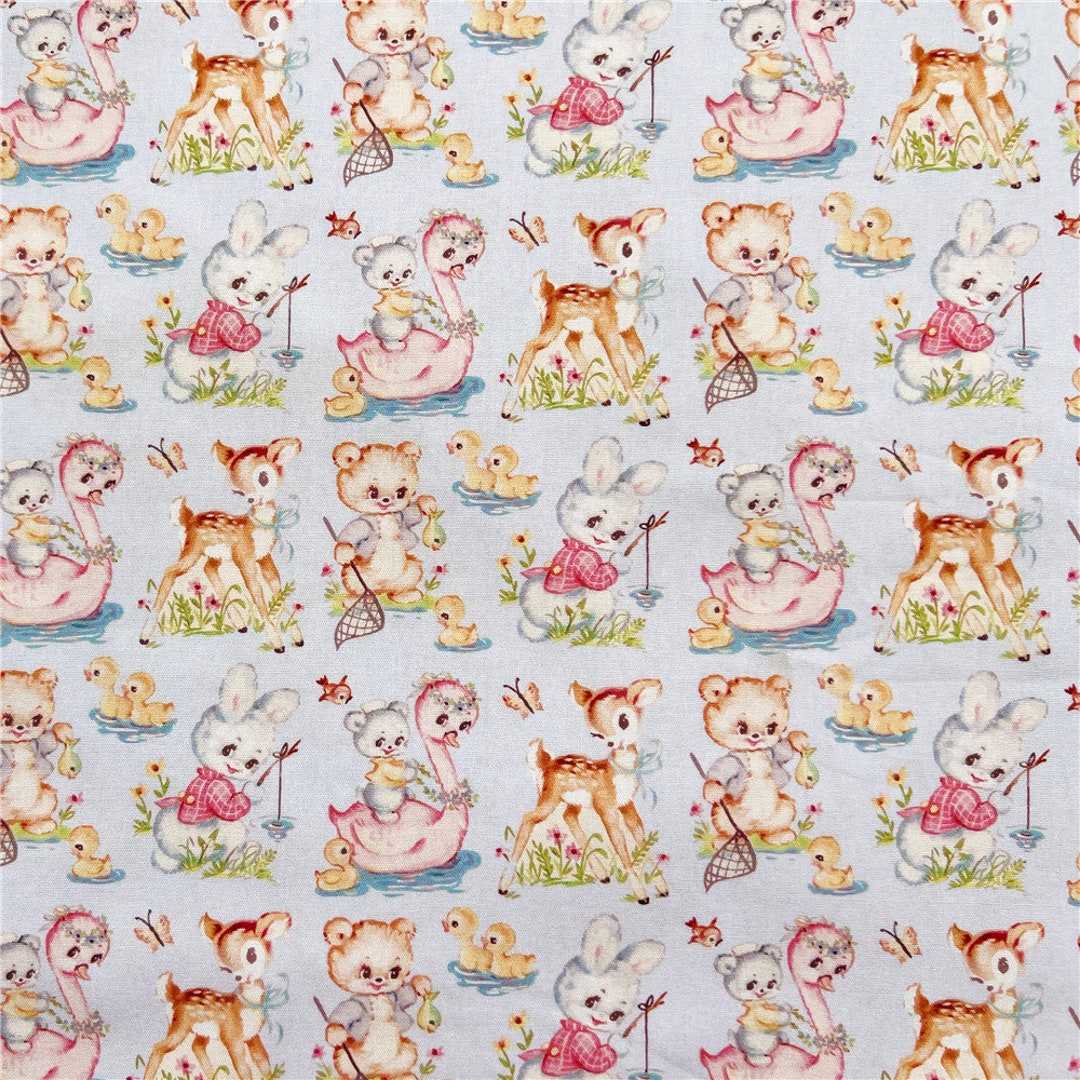Vintage Animal Fabric by Half Yard,fairies,fantasy Etsy