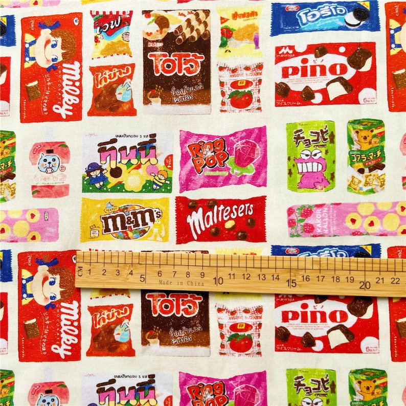 Cartoon Food snacks Fabric,Cotton Fabric,43Inch X 1/2Yard image 3