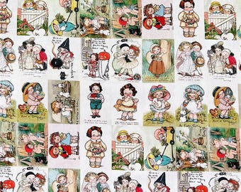Vintage Doll Girl Fabric,100% Cotton Fabric,43Inch X 1/2Yard,By Half Yard