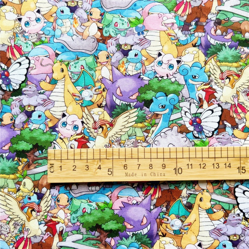 Pokemon Fabric Pocket Monster Fabrics Cotton Cart…