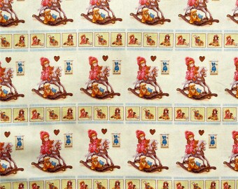 Vintage dolly doll Gril Trojan horse Fabric,100% Cotton Fabric,43Inch X 1/2Yard,by half yard