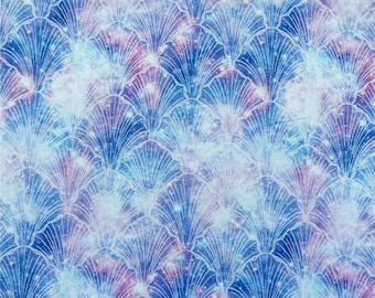 Shining Seashells Fabric - Shell Fabric - 100% Cotton Fabric - by the Half Yard - Sea Fabric