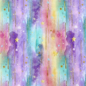 Chic Stars-tyg, tyg - Godispastellgalax akvarell - Stjärnpastell himmelsk flickbomullstyg som metervara Färgglatt stjärntyg