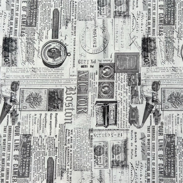Vintage Junk Jounal journal tissu en coton par demi-mètre impression numérique tissus couture