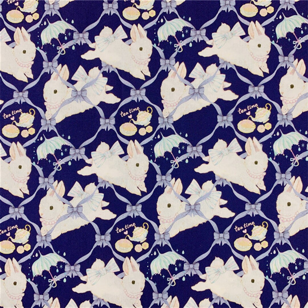 Blue,rabbit Fabric,43inch X Half Yard - Etsy