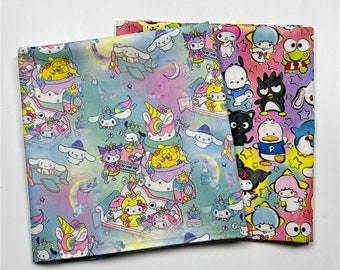 Cartoon fabric Cute Fabric Cotton Fabric Flower Cartoon Fabric Floral Fabric By the Half Yard