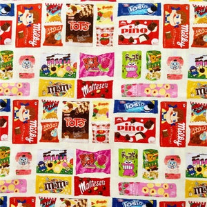 Cartoon Food snacks Fabric,Cotton Fabric,43Inch X 1/2Yard image 1