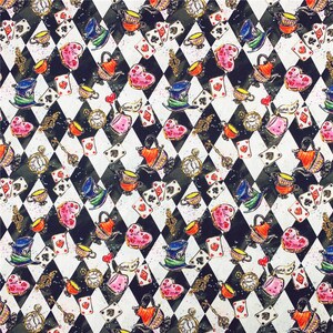Cartoon Girl Cap clock Poker Love Fabric,Cotton Fabric,43Inch X 1/2Yard