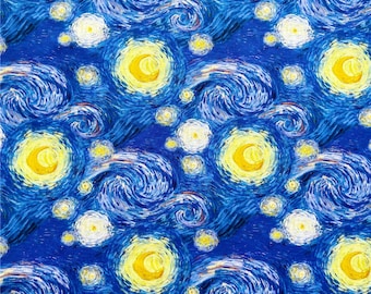 100% Digital Cotton Fabric Starry Night,43Inch x 1/2 Yard