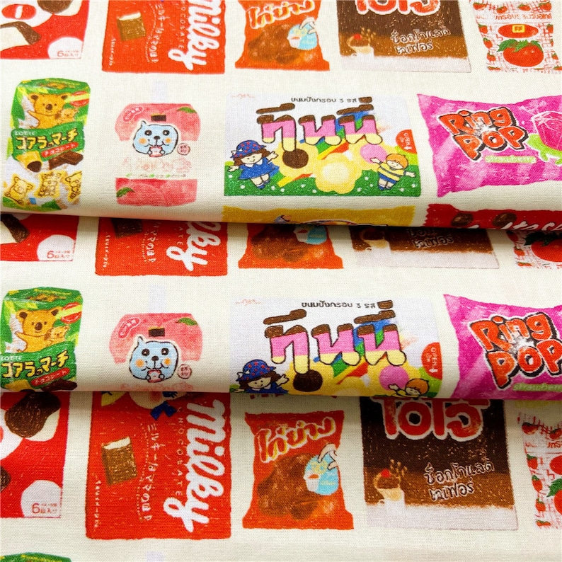 Cartoon Food snacks Fabric,Cotton Fabric,43Inch X 1/2Yard image 5