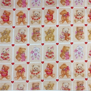 Vintage Bear Toys Fabric By Half Yard