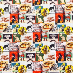 Vintage cat Fabric,Cotton Fabric,43Inch X 1/2Yard