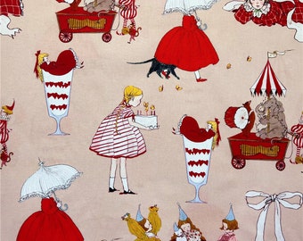 Vintage Fashion Girl Baby Fabric 100% Cotton Fabric By Half Yard