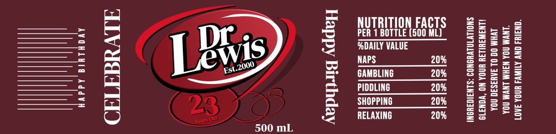 Sticker Label Personalized Dr. Pepper Label, Coke Bottle, Coke Label ...