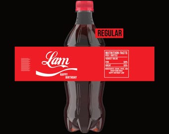 Etiqueta personalizada para botella de Coca-Cola: Etiqueta personalizada para refresco (descarga digital)