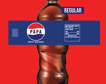 Etiqueta personalizada de Pepsi: Botella de refresco personalizada, regalo DIY (descarga digital)